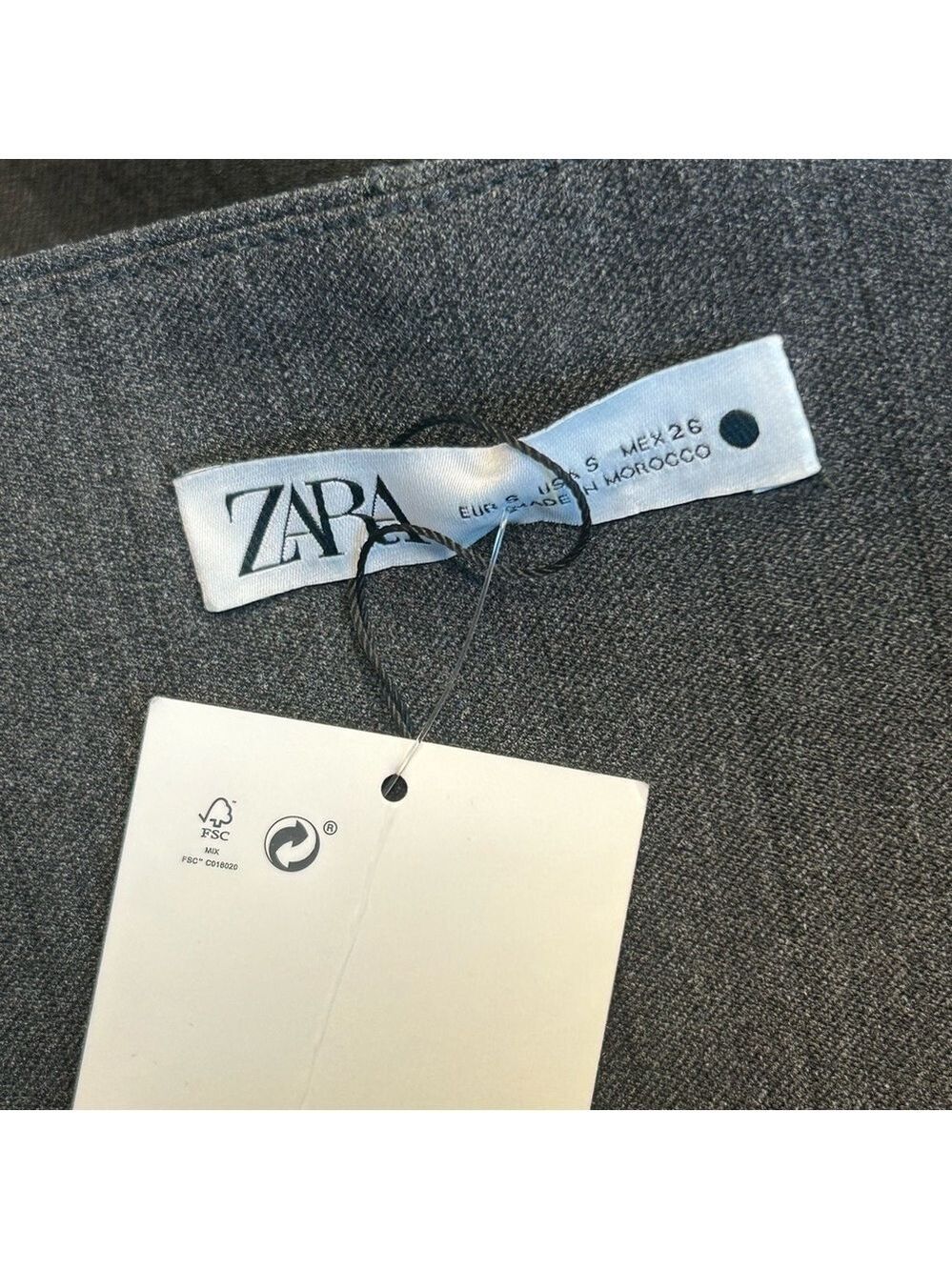 Zara gray strapless midi pencil dress pockets slit Sz S NWT - Picture 13 of 17